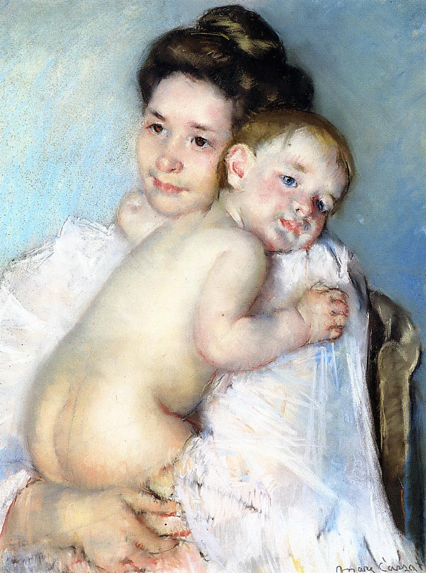 Mother Berthe Holding Her Baby - Mary Cassatt Painting on Canvas
